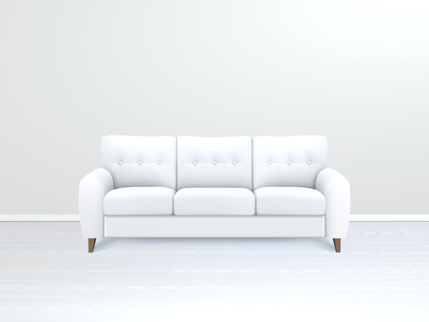 Free vector interior with white leather sofa illustration