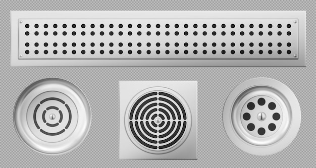 Free vector shower drainage holes with stainless covers set