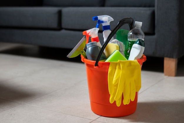 Free photo still life of cleaning tools