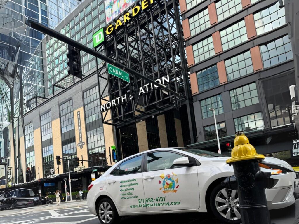 Brabos' branded car parked in front of TD garden