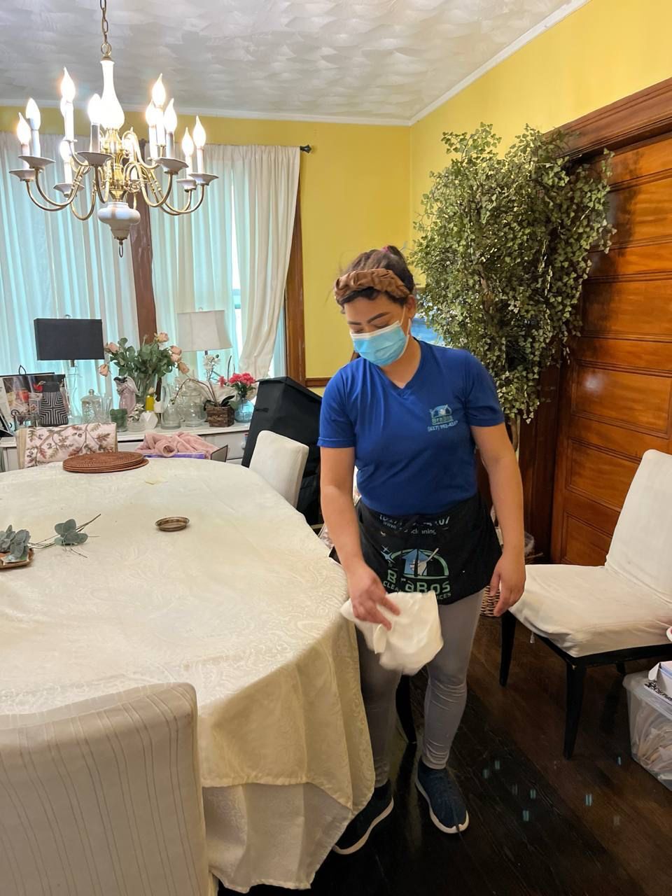 Brabos Cleaning staff member performing regular home cleaning in a Boston residence